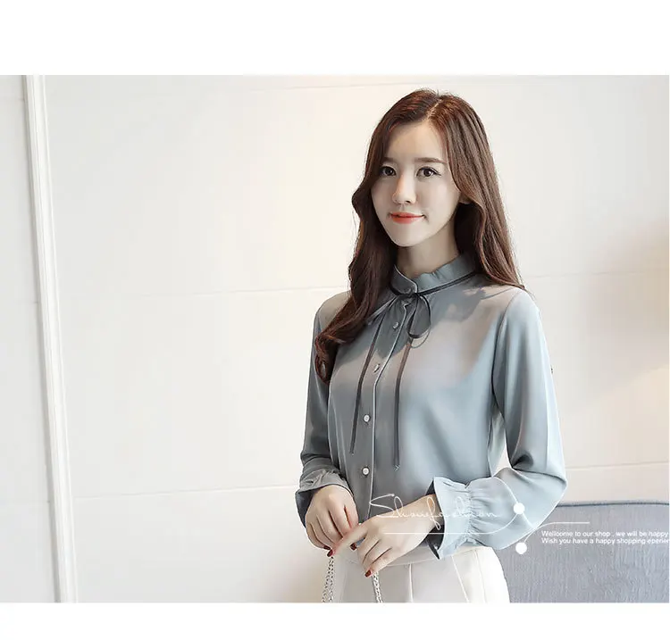 Женские офисные рубашки, Шифоновая Блузка Camisa Mujer, модные элегантные топы размера плюс, женские осенние Блузы с длинным рукавом