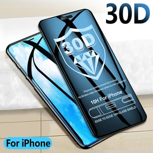 Защитное стекло 30D для iPhone 12, 11 Pro, Xs Max, X, XR, 8, 7, 6, 6s, полное покрытие