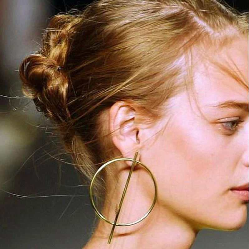 Женские серьги в Корейском стиле большие винтажные круглые из сплава