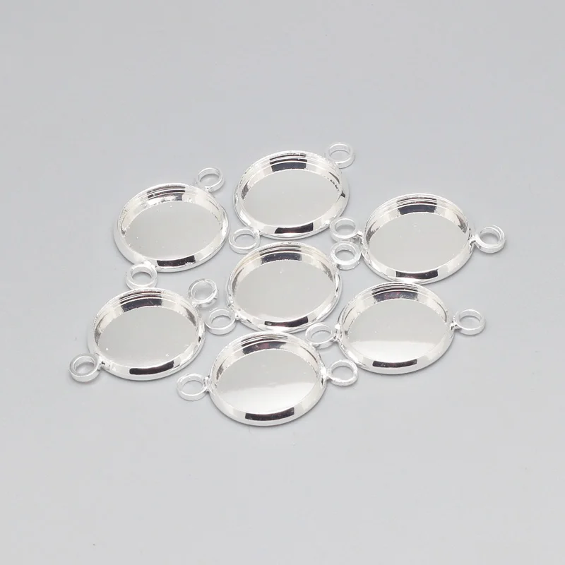 Посеребренные металлические медные 12 мм диплуфорные круглые Кабошоны Настройки