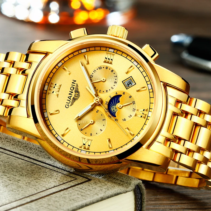 Relogio Masculino GUANQIN 2017 Brand Tourbillon Automatic Watch Luxury Men Business Stainless Steel Mechanical Wristwatch A | Наручные