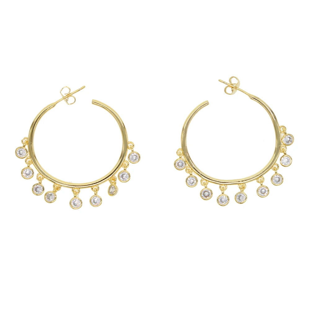 Круглые серьги подвески с фианитами очаровательные модные подарки для девочек и