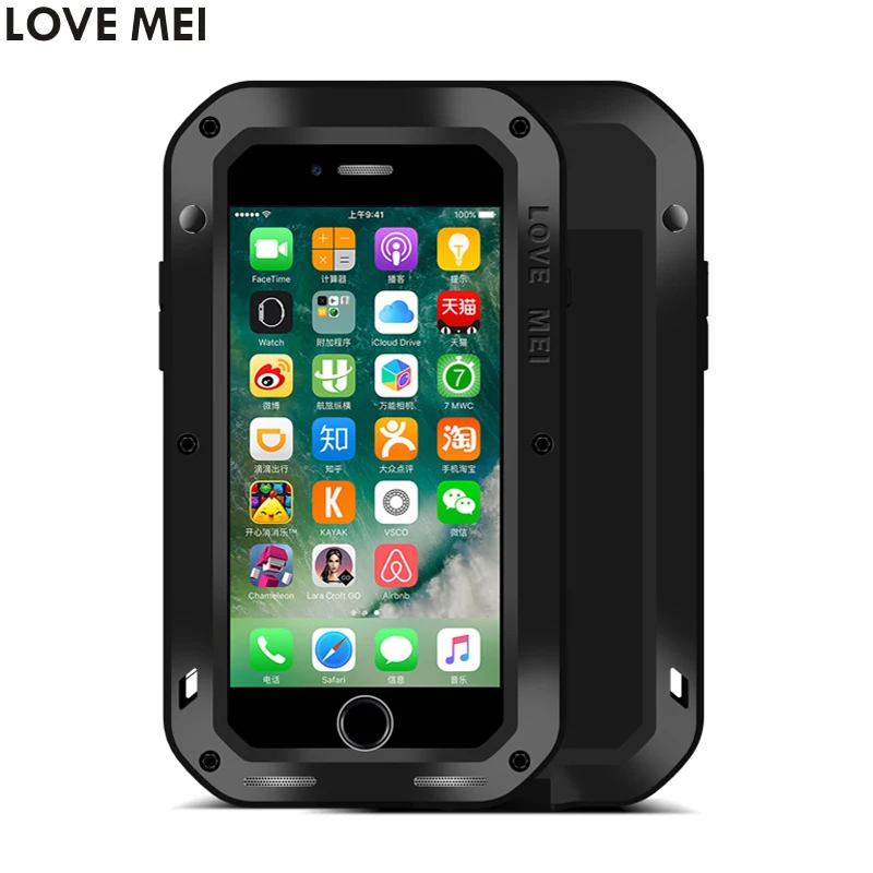 Мощные Чехлы LOVE MEI для iPhone 7 8 Plus чехол iPhone8 ударопрочный из закаленного стекла