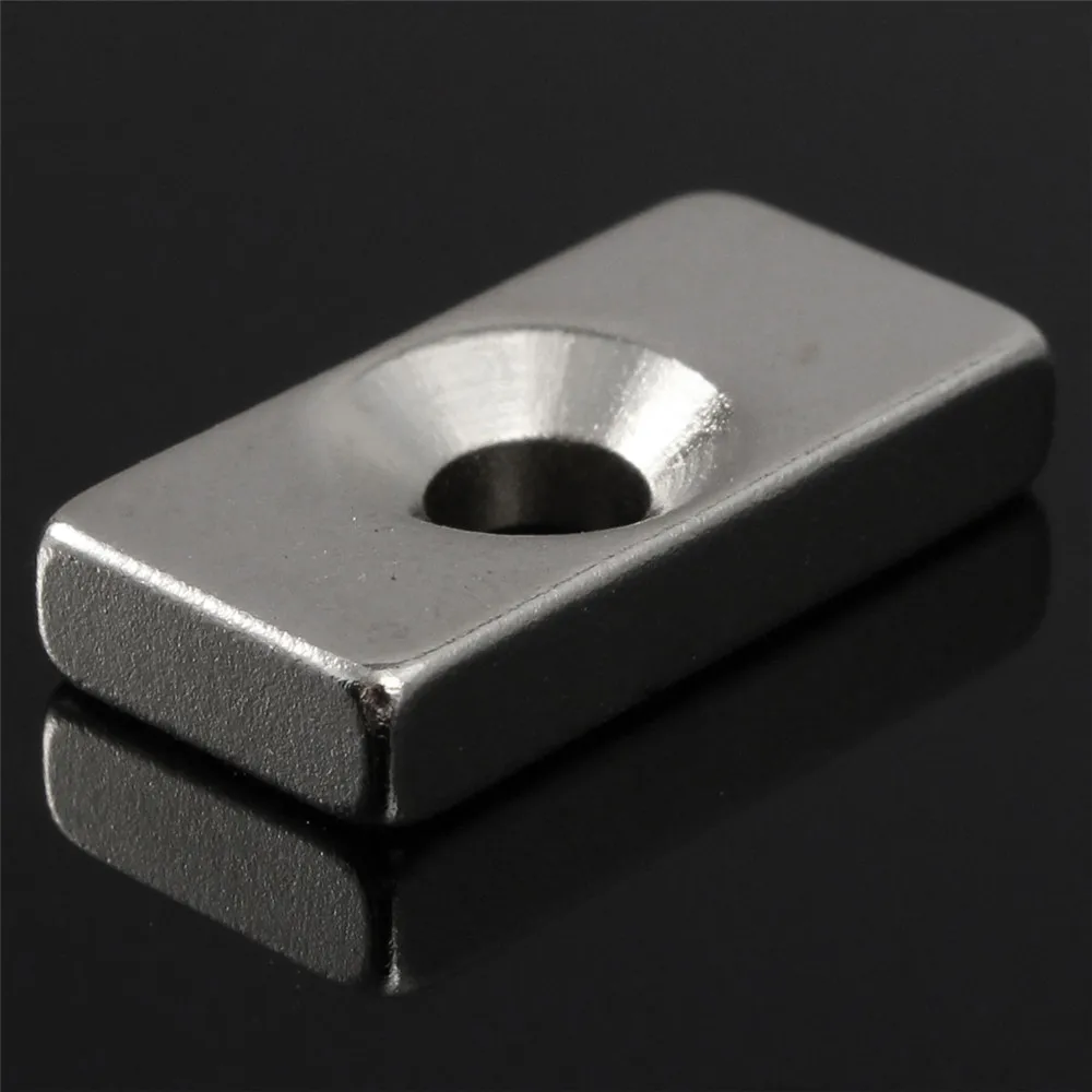 AETool 20 X 10 X 3mm 4mm Hole N52 Strong Rare Earth Ring Block Neodymium Magnet Strip Super Powerful Strong Magnets for Craft