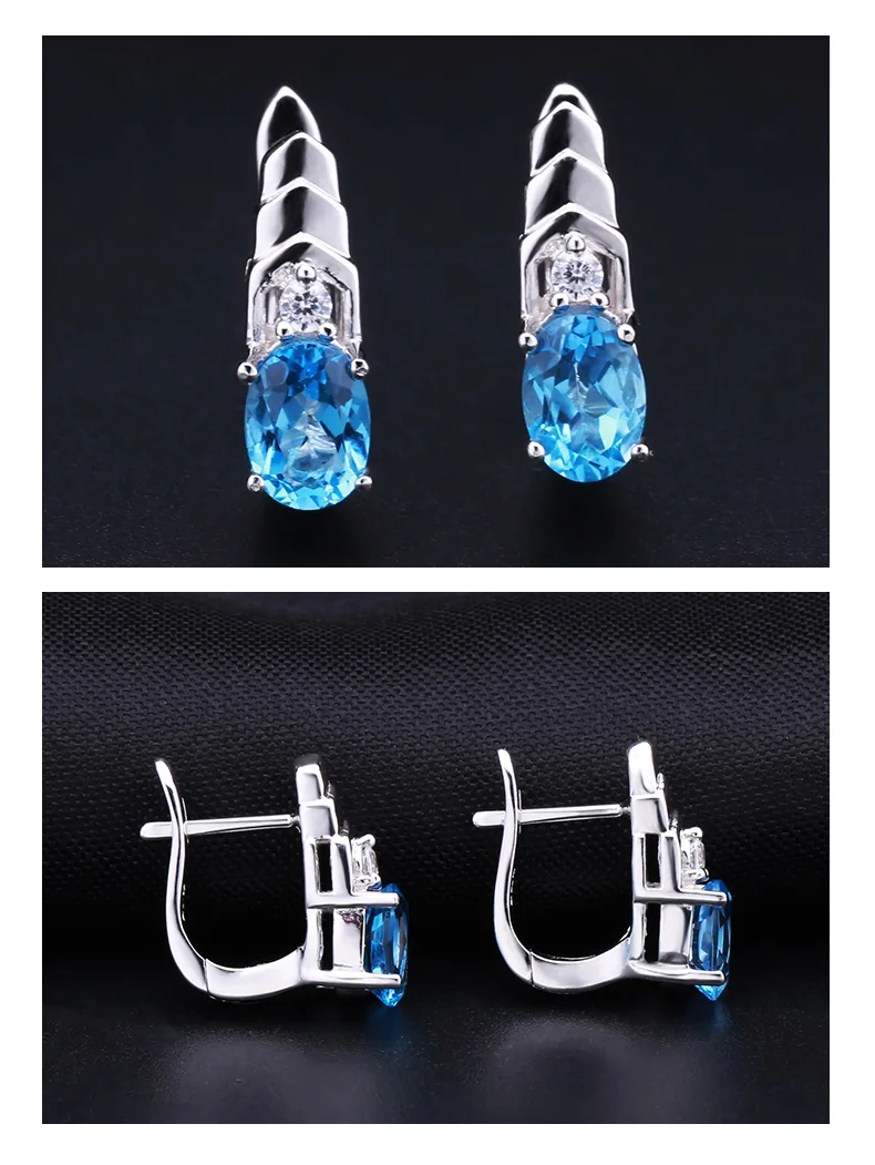 Gem's Ballet 2.00Ct Natural Swiss Blue Topaz Gemstone Classic Stud Earrings 925 Sterling Silver Fine Jewelry For Women
