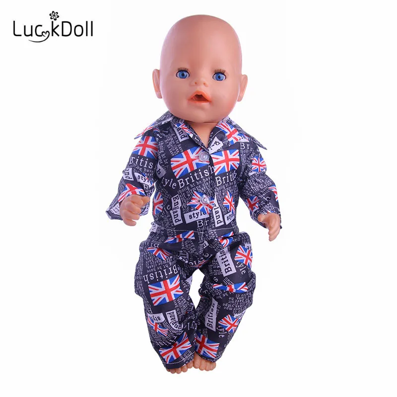 LUCKDOLL красочные пижамы подходят 18 дюймов Американский 43 см BabyDoll одежда аксессуары
