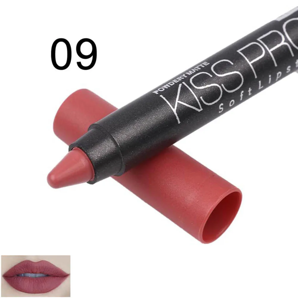 Plum Matte Kissproof Lipstick Makeup Long Lasting Effect Powdery Matte Soft Lipsticks Cosmetic Tool - Color: Plum