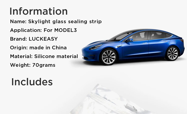 LUCKEASY Car wind Noise Reduction Kit Quiet Seal Kit Tesla Model 3- Skylight glass sealing strip