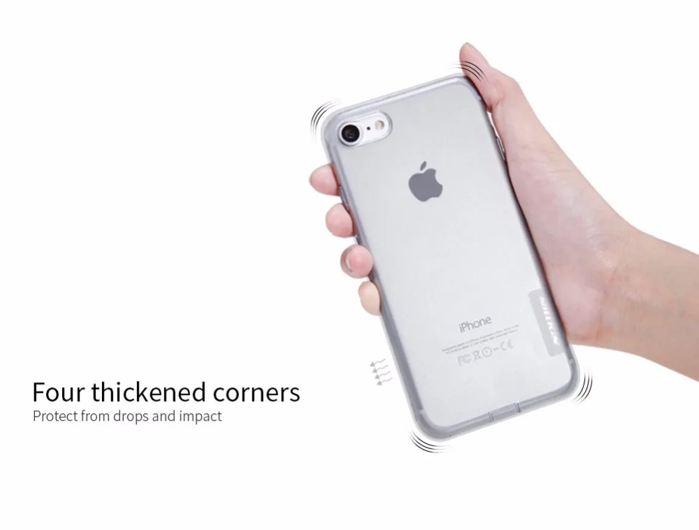 NILLKIN For iPhone 7 8 Plus Case Soft TPU Silicone Transparent Clear Apple iPhone7 iPhone8 Back Cover + Dust Plug |