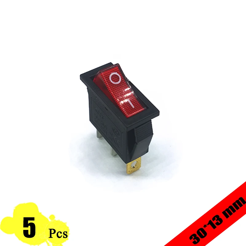 KCD3 5 шт./лот 30*13 мм SPST 3PIN оснастка вкл/выкл положение оснастка лодка кулисный переключатель с индикатором светильник 15A/250 в высокое качество