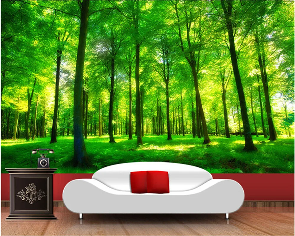 

Custom nature wall murals, green forest landscape used in the bedroom TV KTV wall waterproof vinyl papel DE parede