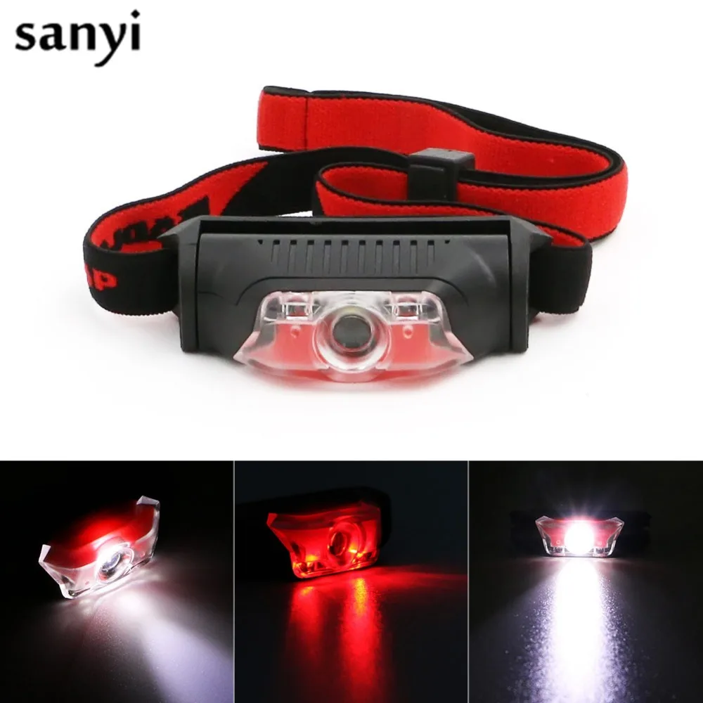 Супер яркий 1 * XPE + 2LED мини головной светильник фонарь лампа 4 режимами налобный