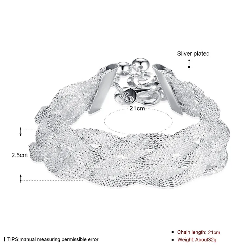 Женский браслет из серебра 925 пробы с широкой сеткой|bracelets for|bracelets for womenbracelets women