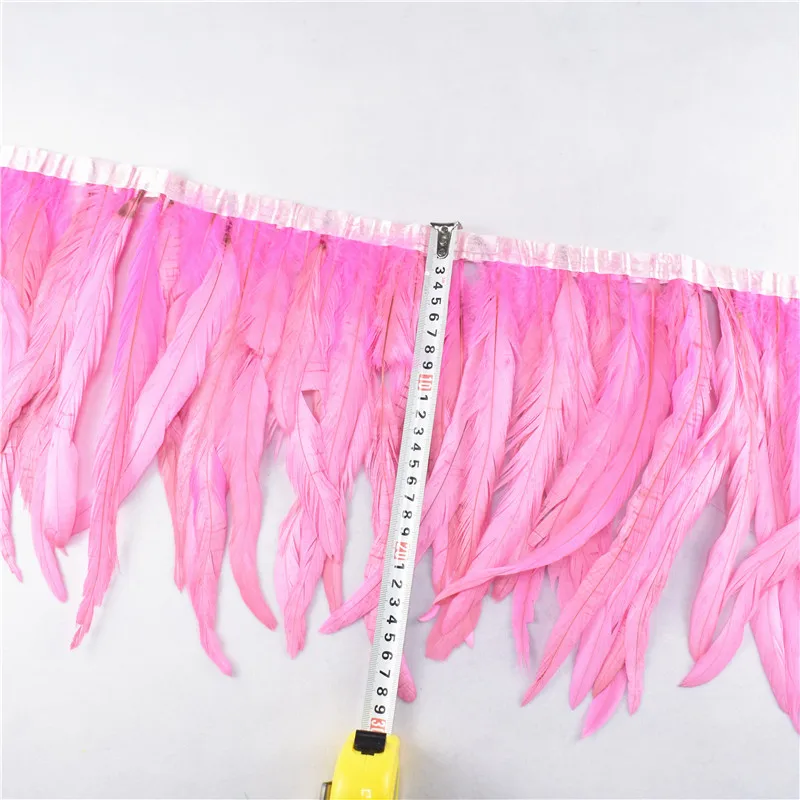 Pink 1 метр фазан петух хвост черный перо лента отделка 25-30 см DIY Декор Перья для рукоделия платье юбка карнавальные костюмы Плюмы - Цвет: Pink