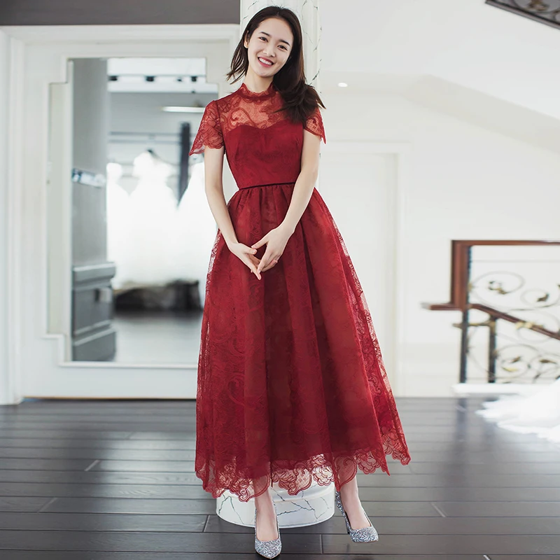 MOON MODA кружевное вечернее платье трапециевидной формы с коротким рукавом