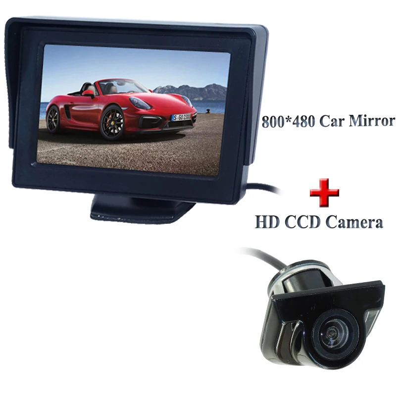 

Auto Parking Reverse Camera Monitors, 4.3 inch Car Rear View Mirror Monitor + Night Vision backup Camera 2 Video Input