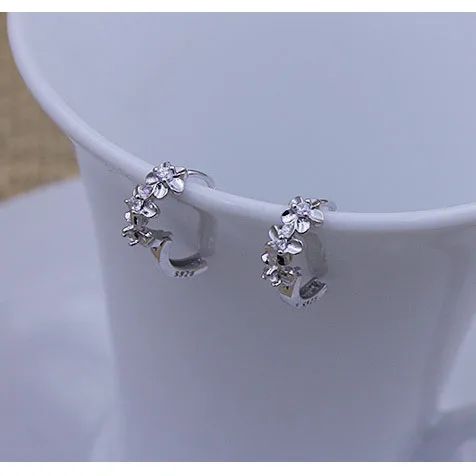 Женские серьги Обручи из серебра 925 пробы с фианитами|hoop earrings|earrings forearring for wedding |