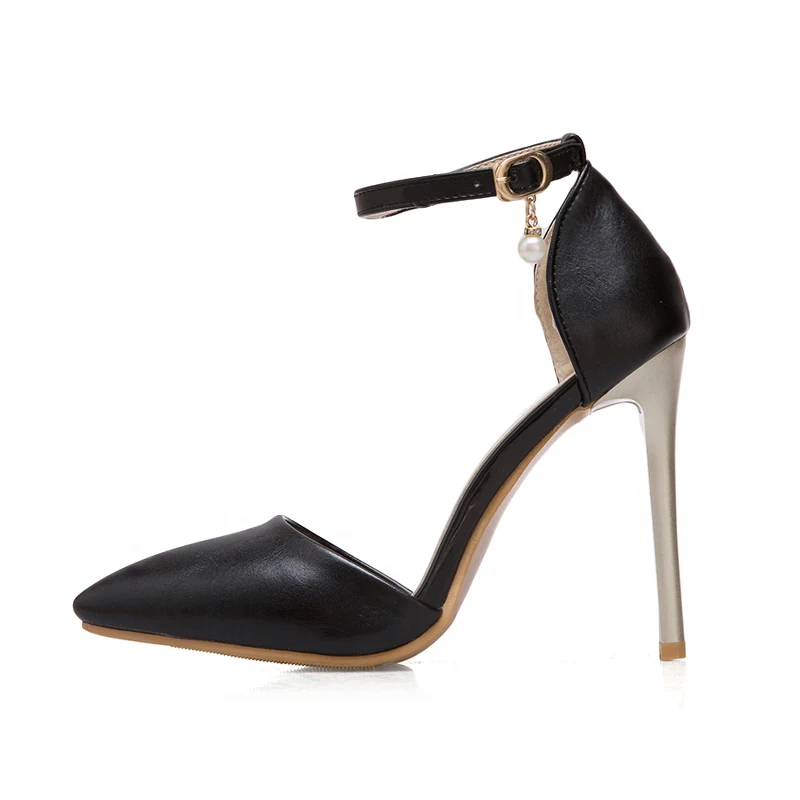 Женские босоножки на шпильке с острым носком и ремешком щиколотке | Обувь