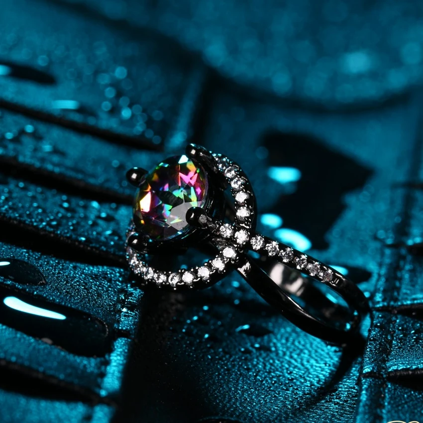 ZHE FAN Vintage Ring Fashion AAA Cubic Zirconia Women Black Gold Color Two Tone Plating Rings For Party Gift Size 6-9 Wholesale | Украшения