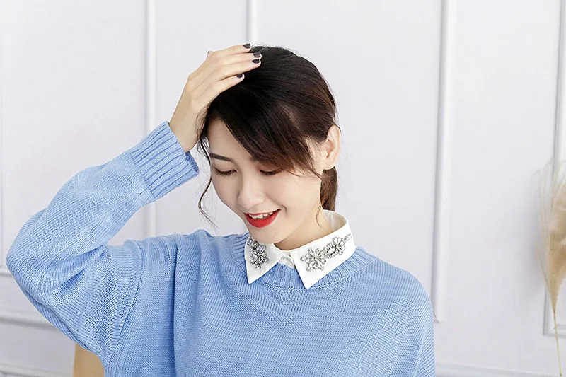 Съемная шнуровка искусственный воротник с бусинами и кристаллами