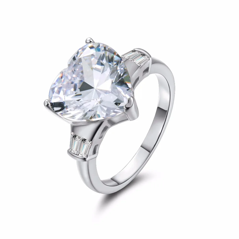 Женское кольцо из серебра 925 пробы с покрытием белого золота 18 пробы|white gold|18k white