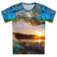 new 2018 summer boy t shirts t shirt for childrens cool tops 3d print waves sea sun creative tees 3d t shirt fit 4 15 years old