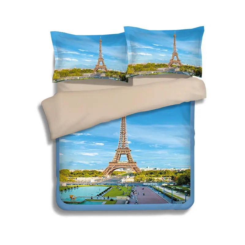 Комплект постельного белья с изображением Эйфелевой башни 3 предмета|bed linen|king size