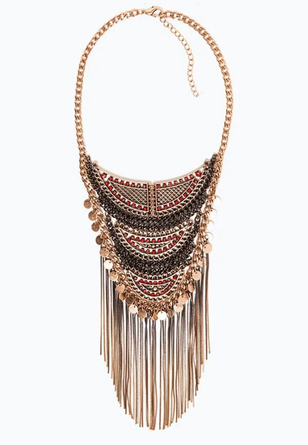 2015 Luxury Brand Za Necklace Mixed Beads Chunky Chain Bohemia Long Tassel Necklaces Pendants For Women n0119 |