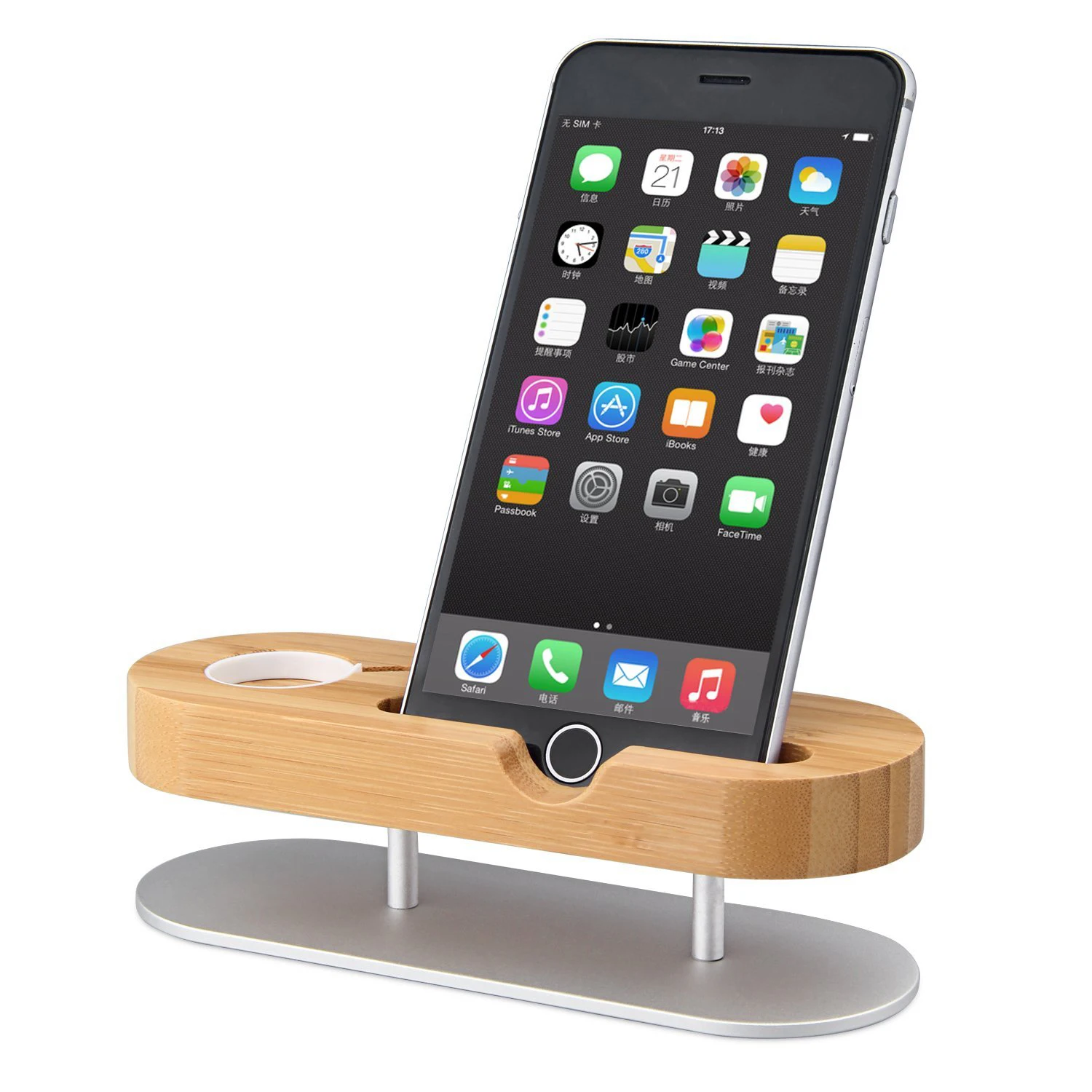 Подставка для часов Apple с алюминиевой основой, бамбуковая подставка и зарядная док-станция держатель для Apple Watch/iPhone