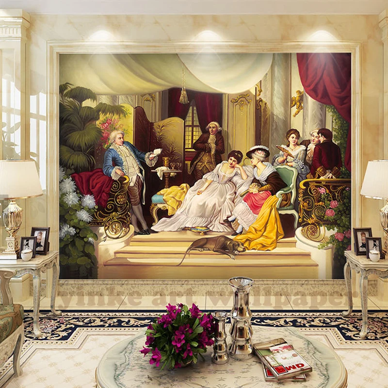 

Custom Mural Wallpaper 3D European Style palace figure oil painting Wallpaper For bedroom Living Room' wall backdrop Decor