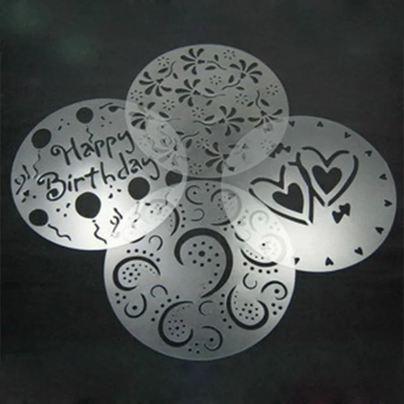 4 шт./компл. торт распылительная форма с днем рождения цветочным набивным