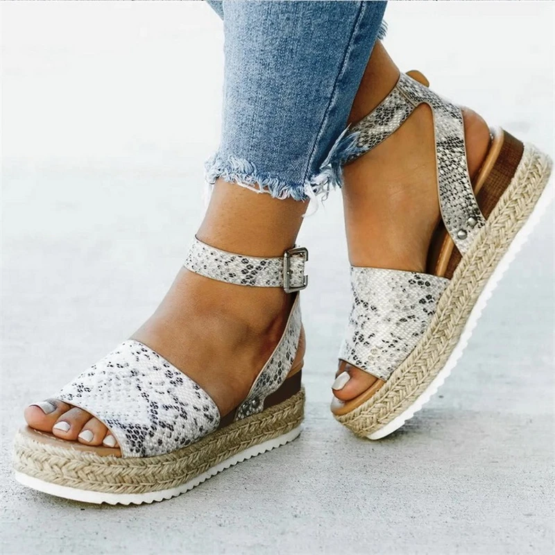 JIANBUDAN/Женская обувь на танкетке; босоножки на высоком каблуке; Летняя обувь; женские босоножки на платформе с открытым носком; большие размеры 35-43