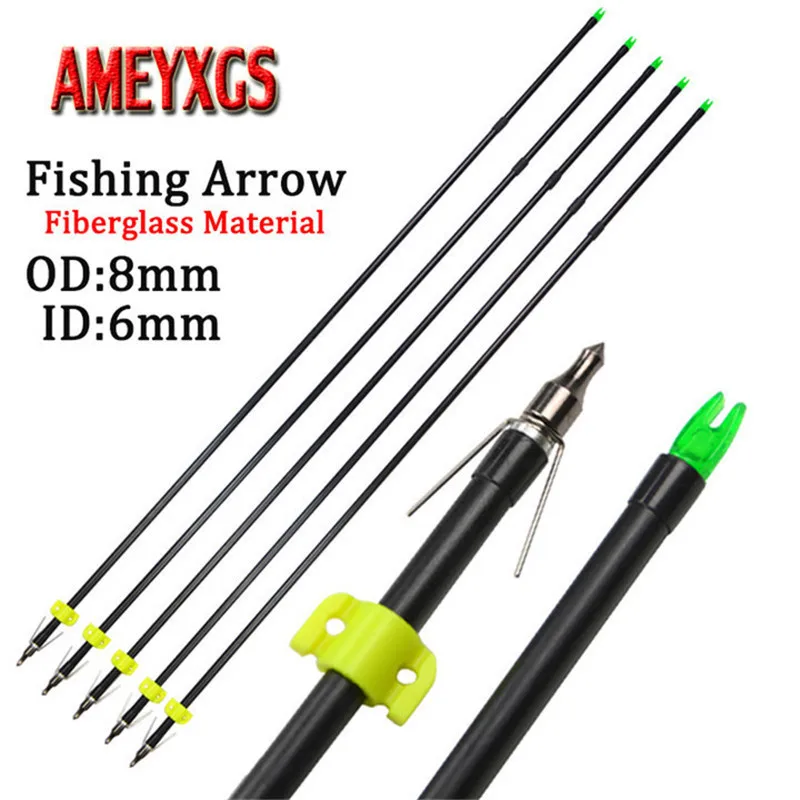 

9/12pcs 31.5inch Archery Fishing Arrow Fiberglass Arrows OD8mm Bowfishing Safety Slider For Outdoor Hunting Shooting Accessories