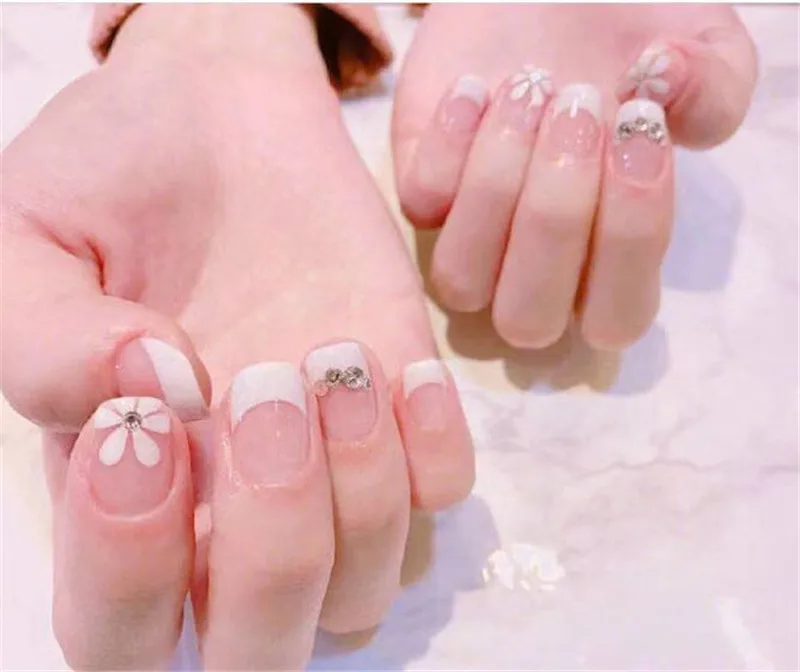 14 насадок/набор полное покрытие наклейки для ногтей s Обертывания DIY художественные наклейки простые самоклеющиеся наклейки Розовый Белый Черный Коричневый