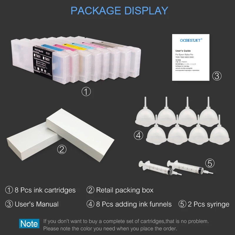 8 цветов/комплект картридж для принтера Epson Stylus Pro 7800 9800 7880 9880|cartridge inkjet|cartridge