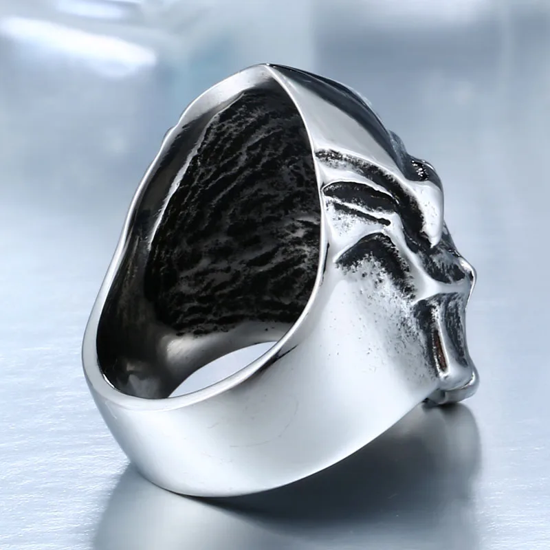 New Store Dropshipping Big Biker Skull Ring For Man Stainless Steel Unique Punk Men Cool Vintage Jewelry BR8-414