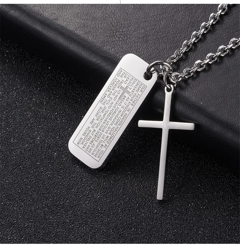 ER 2018 титана Иисуса Креста Neckless Мужчины лорды молитвенный кулон христианские