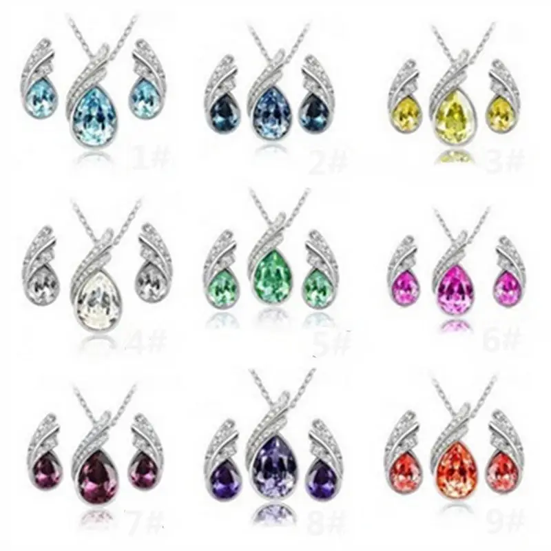 Модный женский свадебный комплект ювелирных изделий из серебра серьги с