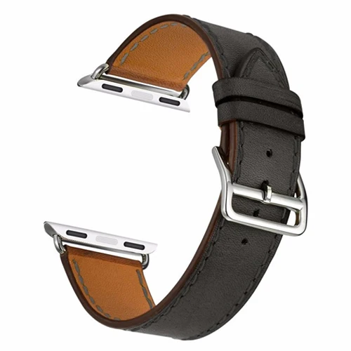 Хохлатый ремешок для apple watch band iwatch band Pulseira apple watch 5 4 44 мм 40 мм 42 мм 38 мм кожаный браслет для часов - Цвет ремешка: black