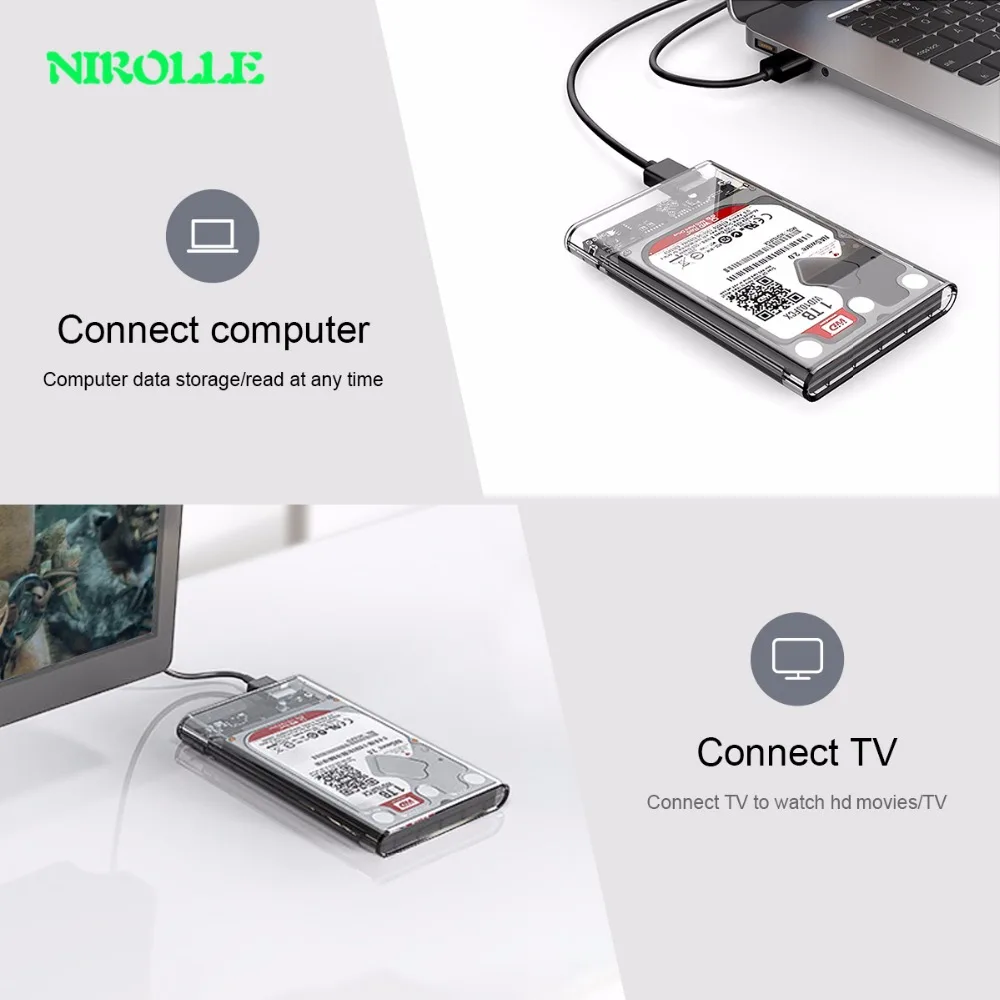NIPOLLE HDD корпус 2 5 дюйма SATA к USB 3 0 SSD адаптер жесткий диск коробка для samsung Seagate 1 ТБ
