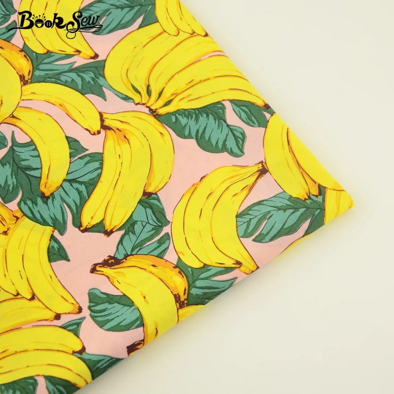 100% хлопчатобумажная Поплиновая ткань Booksew с изображением бананов и фруктов шитье