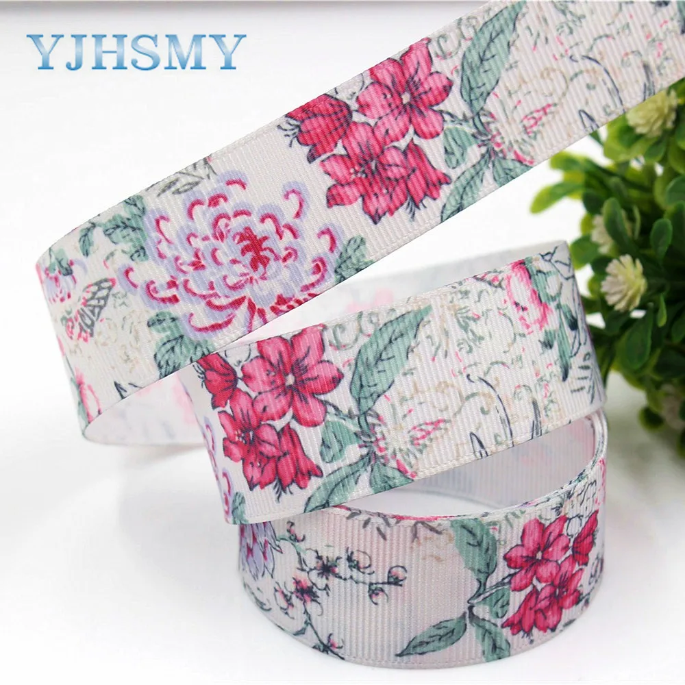 YJHSMY D 171208 399 10 ярдов 25 мм цветы напечатаны grosgrain ленты DIY ручной работы аксессуары