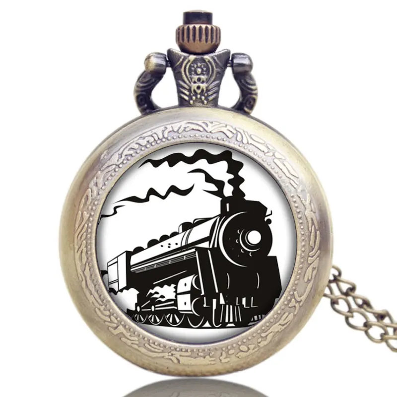 

Locomotive Loco Train Front Design Pocket Watch With Necklace Chain Best Gift For Children