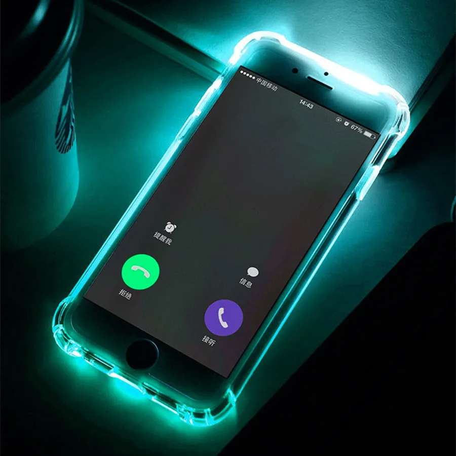 Умный ТПУ LED Flash Light Up напоминание входящий вызов задняя крышка телефона для iPhone 5 5S