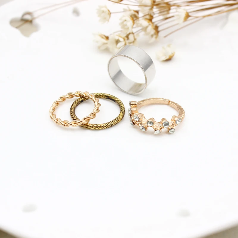 4 шт./компл. классическое простое кольцо наборы для пальцев в стиле рок панк