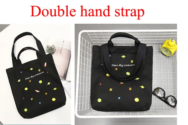 Double hand strap 1 Женская пляжная сумка для покупок женские сумки тканевая сумка многоразовая сумка для покупок Путешествия складной органайзер шоппер - Цвет: Double hand strap 1