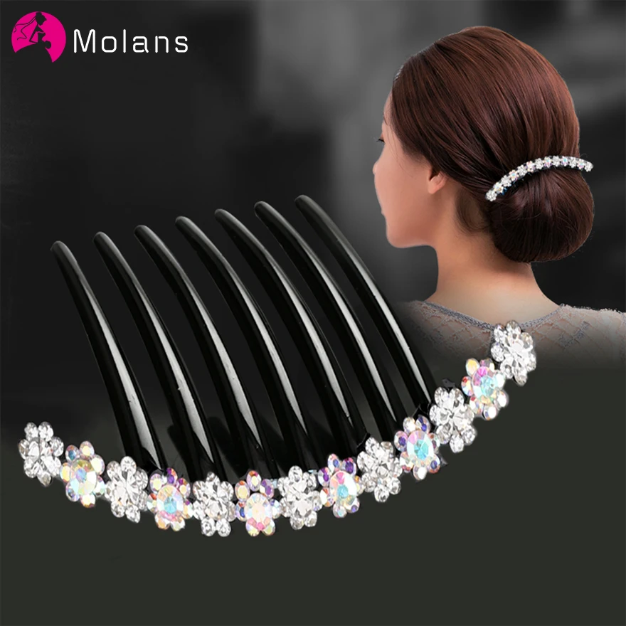 Гребни для волос Molans с инкрустацией цветами элегантные женские аксессуары