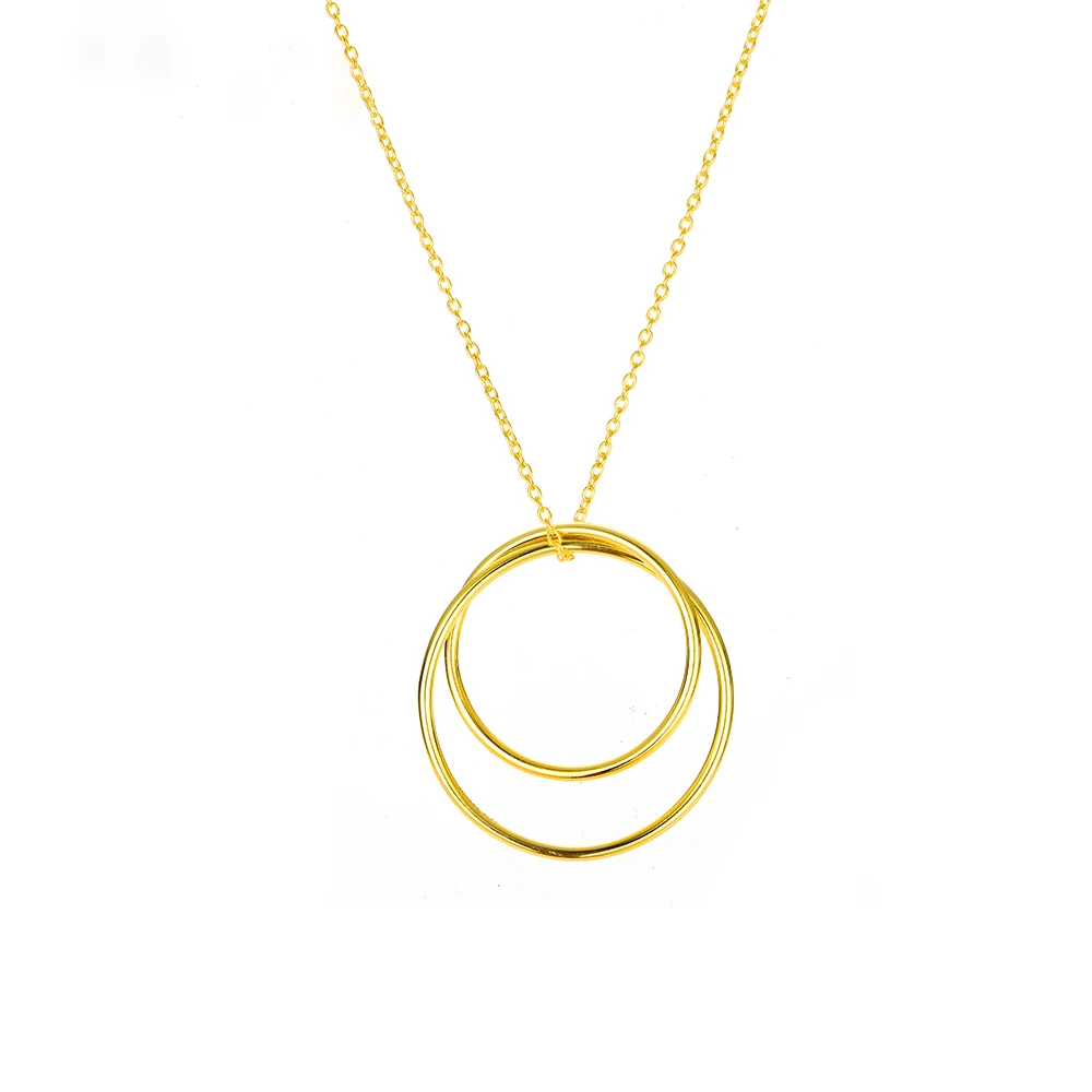 925 пробы Серебряное ожерелье для женщин двойной круг интерлок ключицы длинная