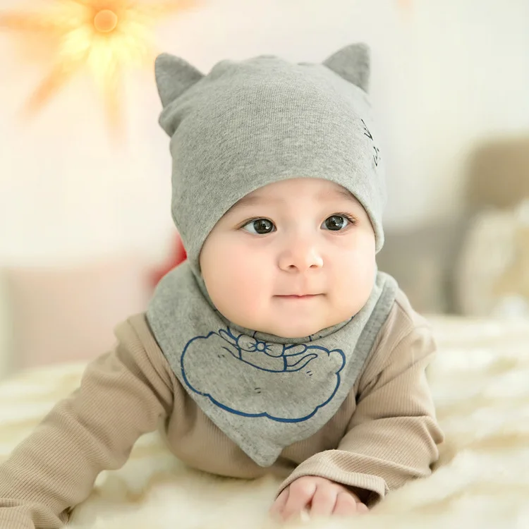 2 шт./компл. шапка для новорожденных нагрудники baby muts для детей для маленьких мальчиков и девочек с капюшоном, детская шапочка шапка для малышей капота для мальчиков и девочек; мягкие Шапки+ наборы с шарфом