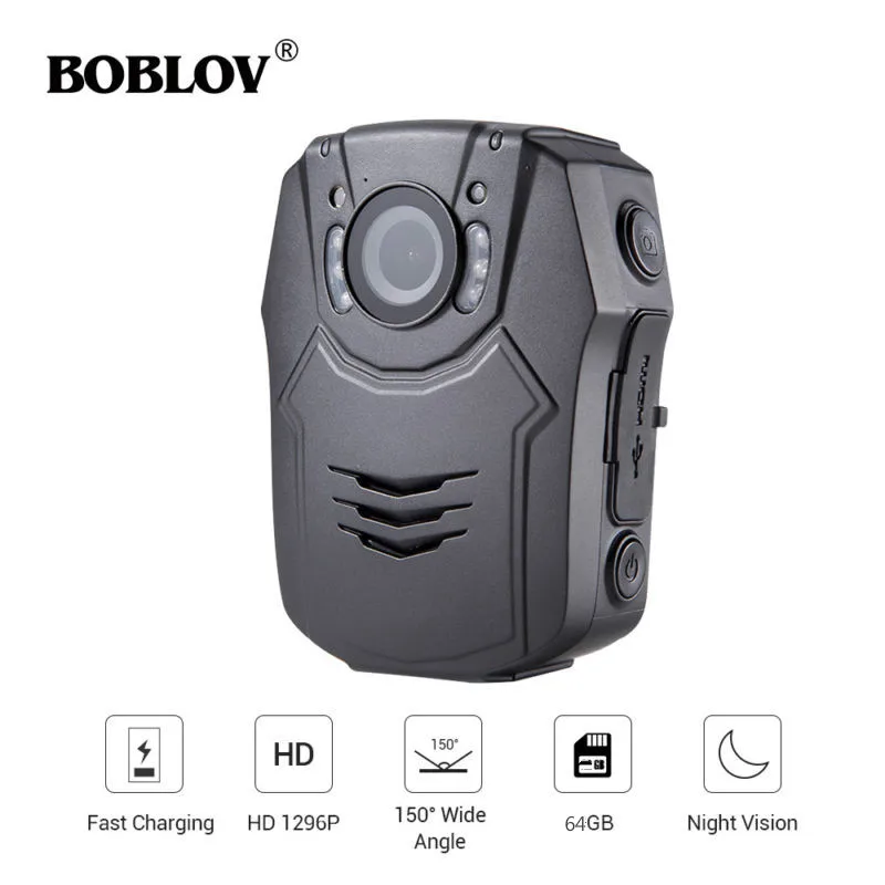 BOBLOV PD50 камера 64GB HD 1296 P ИК Ночное Видение быстрая зарядка видео регистратор